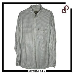 Beretta Men's Plaid Check Long Sleeve Button-Down Shirt Green White Size Large